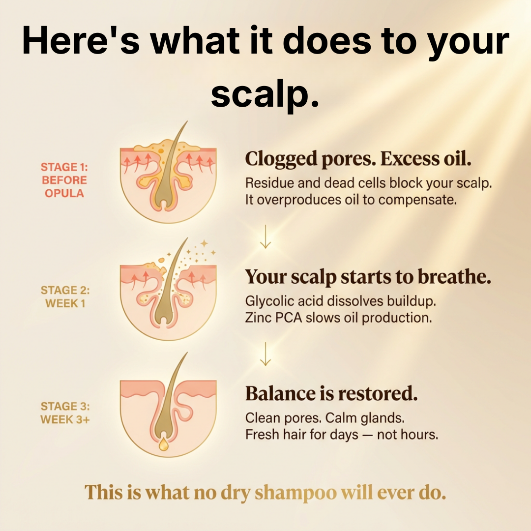 Opula - The Hair Reset. Fresh now. Less greasy over time.